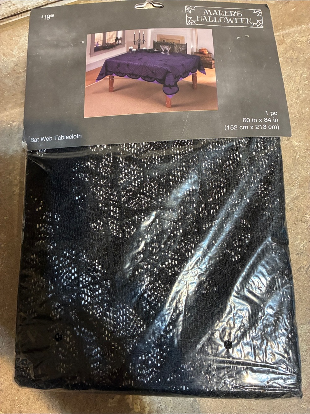 Halloween Black Bat Web Tablecloth NWT